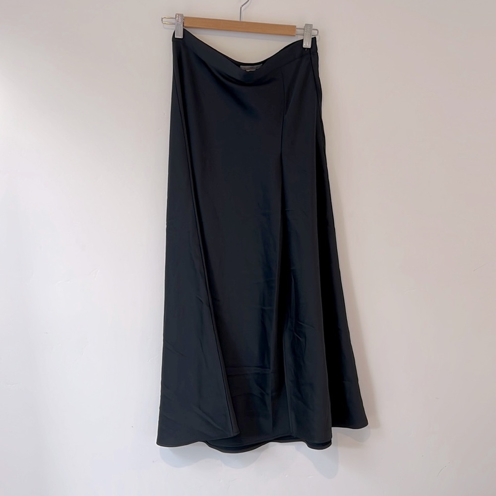 Classic black silky skirt with slit